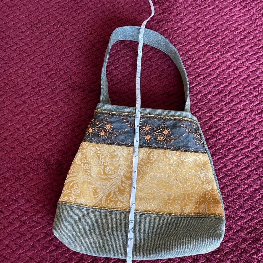 Lily Black Gold & Canvas Handbag - Picture 8 of 9